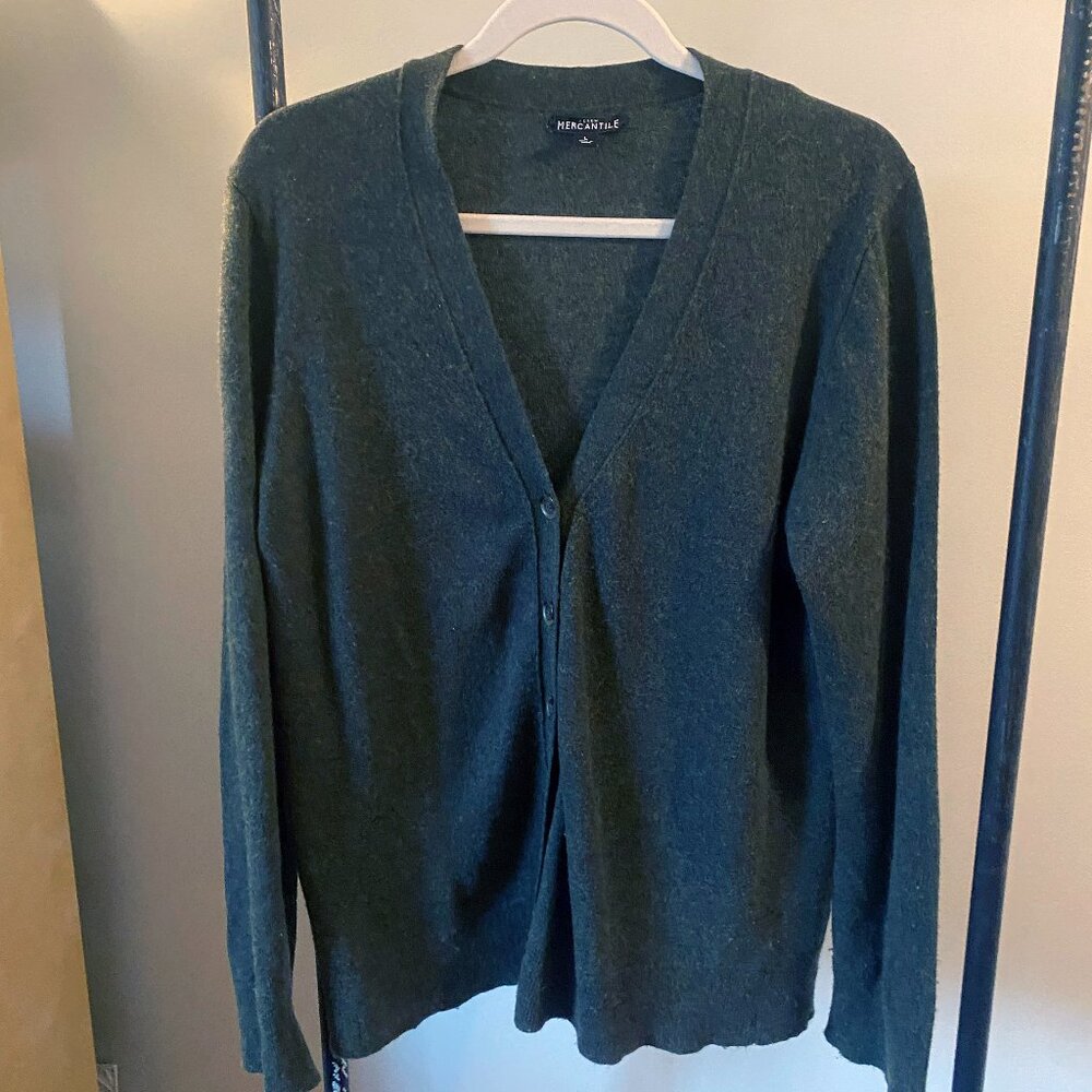 J.Crew Mercantile cardigan, dark green, L